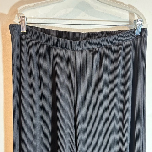 ASOS Sz 14 Mini Pleats Slinky Wide Leg Elasticized Waist Palazzo Style Pants - Picture 3 of 10